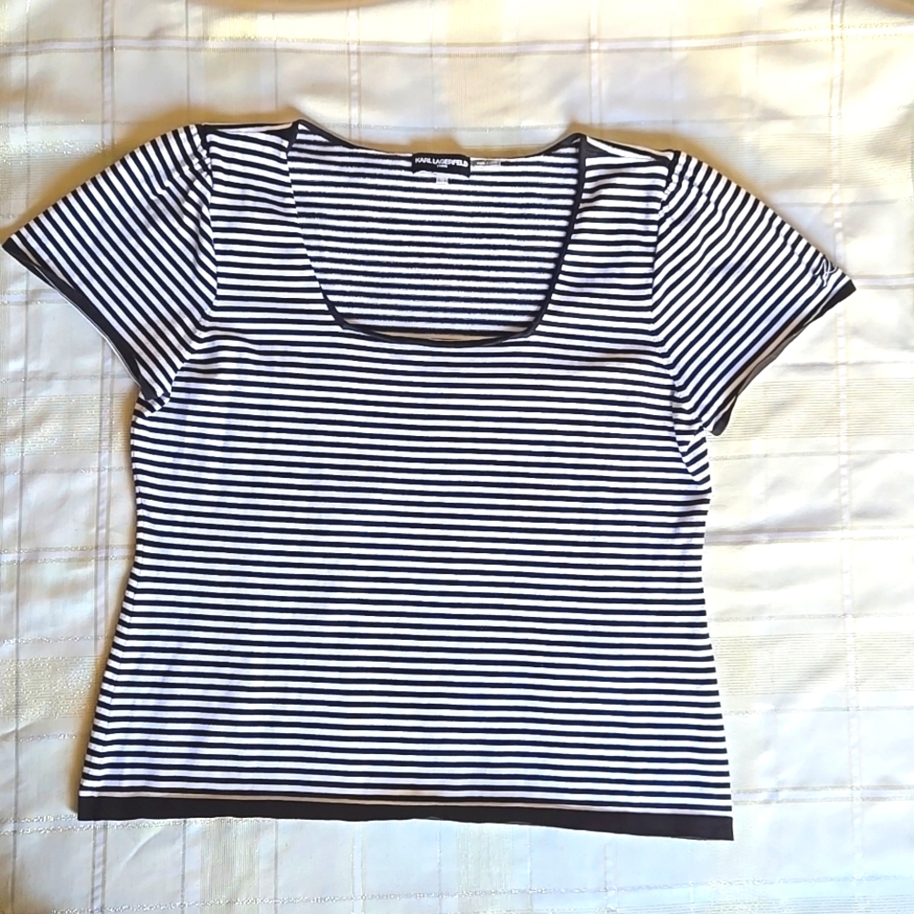 Karl Lagerfeld Black & White Striped Top - Picture 2 of 8